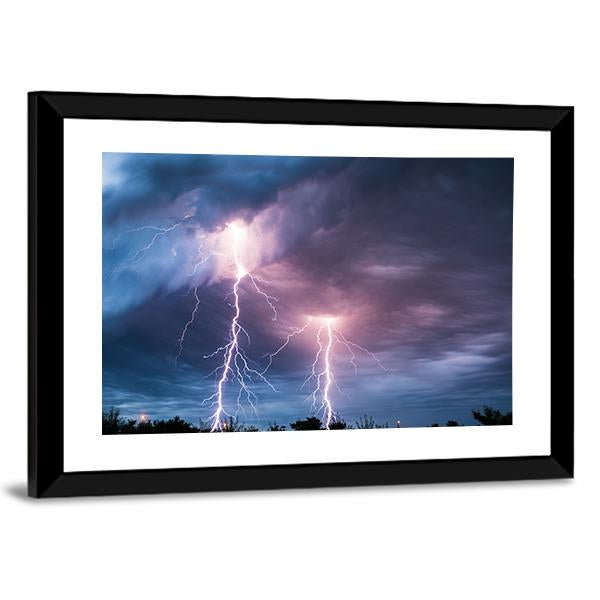 Thunder Lightning Canvas Wall Art-3 Horizontal-Gallery Wrap-25" x 16"-Tiaracle