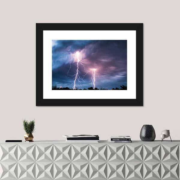 Thunder Lightning Canvas Wall Art-3 Horizontal-Gallery Wrap-25" x 16"-Tiaracle