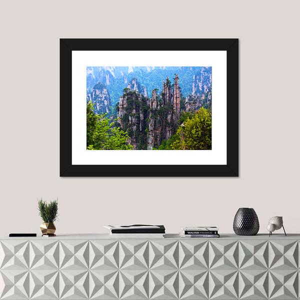 Tianzishan Mountain Peaks At Zhangjiajie National Park In China Canvas Wall Art-3 Horizontal-Gallery Wrap-25" x 16"-Tiaracle