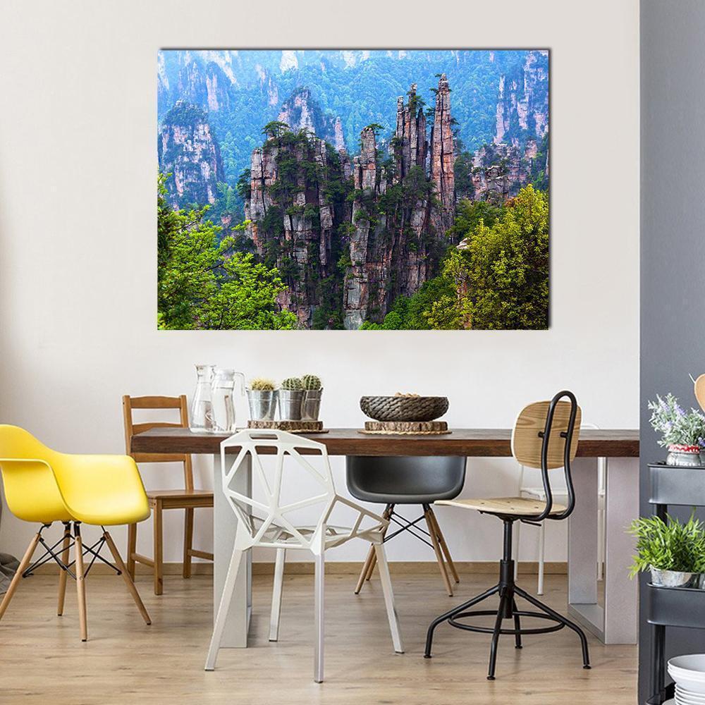 Tianzishan Mountain Peaks At Zhangjiajie National Park In China Canvas Wall Art-1 Piece-Gallery Wrap-48" x 32"-Tiaracle