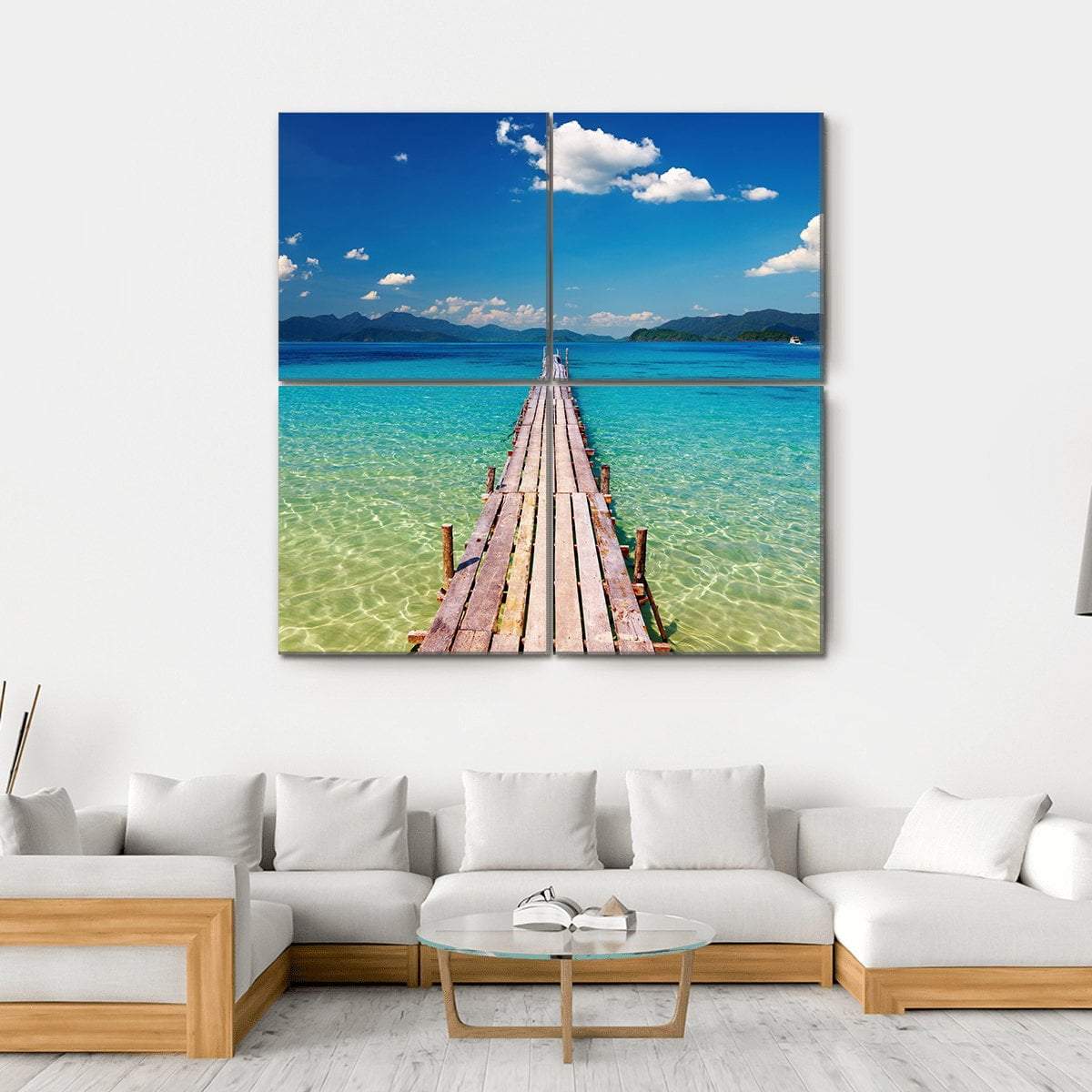 View Of Wooden Pier In Thailand Canvas Wall Art-5 Horizontal-Gallery Wrap-22" x 12"-Tiaracle