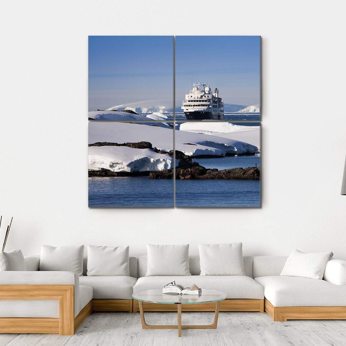 Cruise Ship In Antarctic Canvas Wall Art-4 Square-Gallery Wrap-17" x 17"-Tiaracle