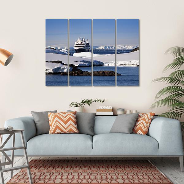 Cruise Ship In Antarctic Canvas Wall Art-4 Horizontal-Gallery Wrap-34" x 24"-Tiaracle