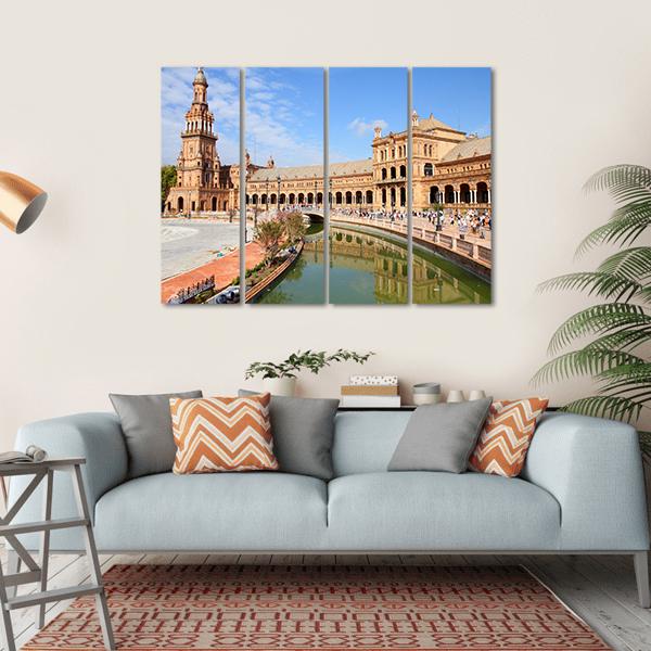 Plaza De Espana Canvas Wall Art-4 Horizontal-Gallery Wrap-34" x 24"-Tiaracle