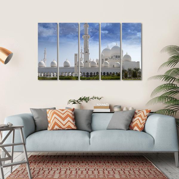 Sheikh Zayed Mosque In Abu Dhabi Canvas Wall Art-5 Horizontal-Gallery Wrap-22" x 12"-Tiaracle