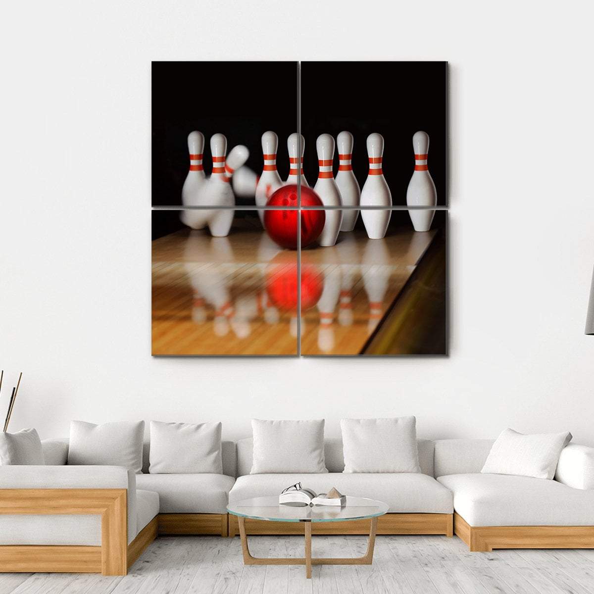 Bowling Strike Canvas Wall Art-4 Square-Gallery Wrap-17&quot; x 17&quot;-Tiaracle