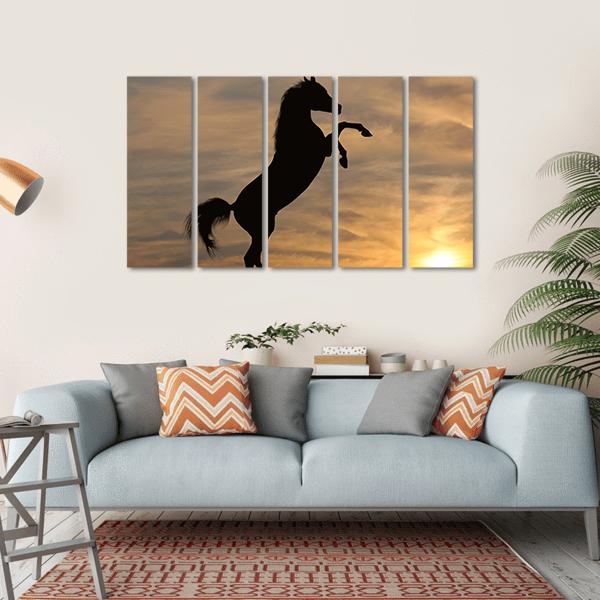 Horse In Sunset Canvas Wall Art-5 Horizontal-Gallery Wrap-22" x 12"-Tiaracle