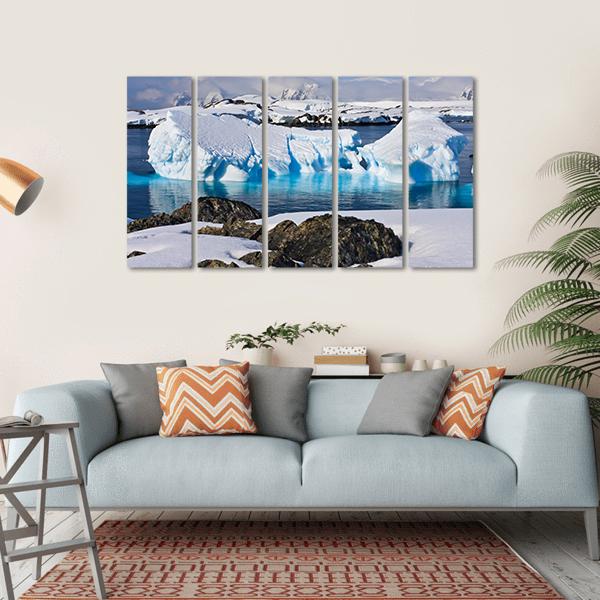 Huge Icebergs In Antarctica Canvas Wall Art-5 Horizontal-Gallery Wrap-22" x 12"-Tiaracle