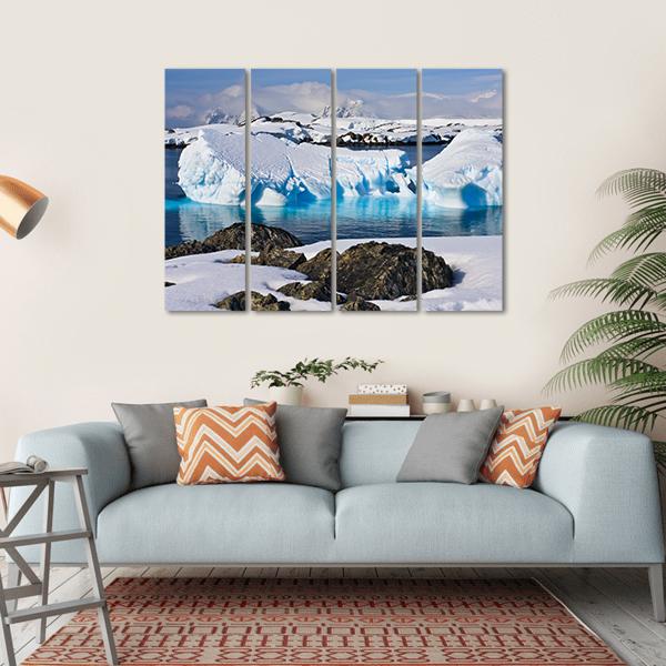 Huge Icebergs In Antarctica Canvas Wall Art-4 Horizontal-Gallery Wrap-34" x 24"-Tiaracle