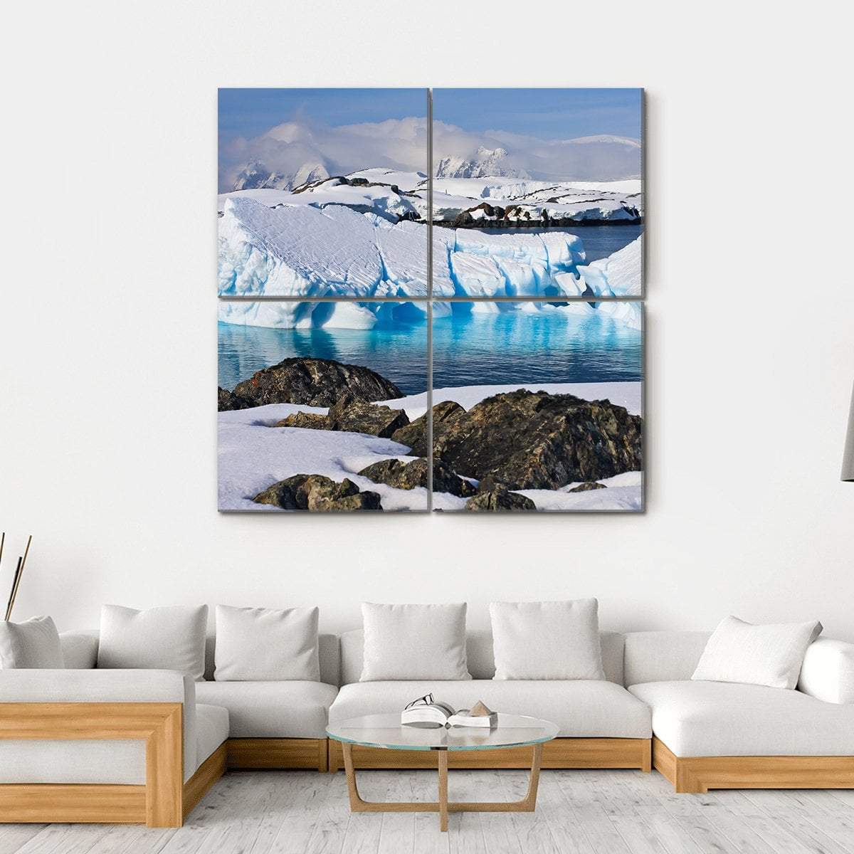 Huge Icebergs In Antarctica Canvas Wall Art-4 Square-Gallery Wrap-17" x 17"-Tiaracle