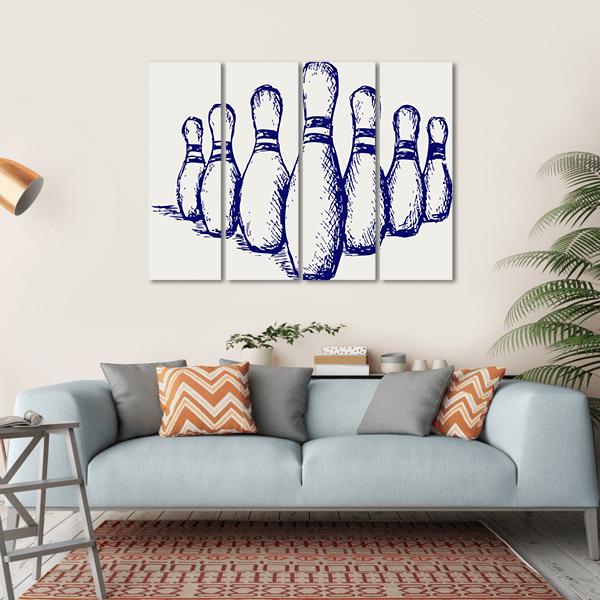 Sketch Of Bowling Canvas Wall Art-4 Horizontal-Gallery Wrap-34" x 24"-Tiaracle