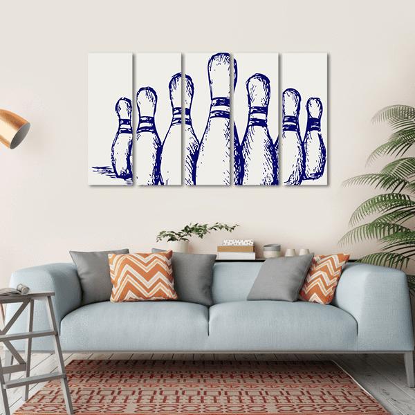Sketch Of Bowling Canvas Wall Art-5 Horizontal-Gallery Wrap-22" x 12"-Tiaracle