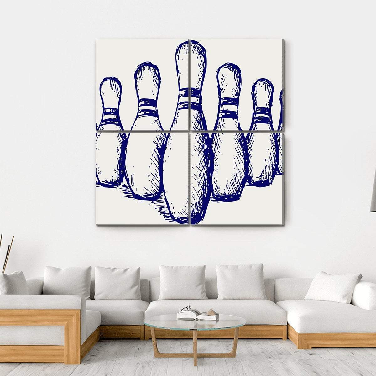 Sketch Of Bowling Canvas Wall Art-4 Square-Gallery Wrap-17" x 17"-Tiaracle