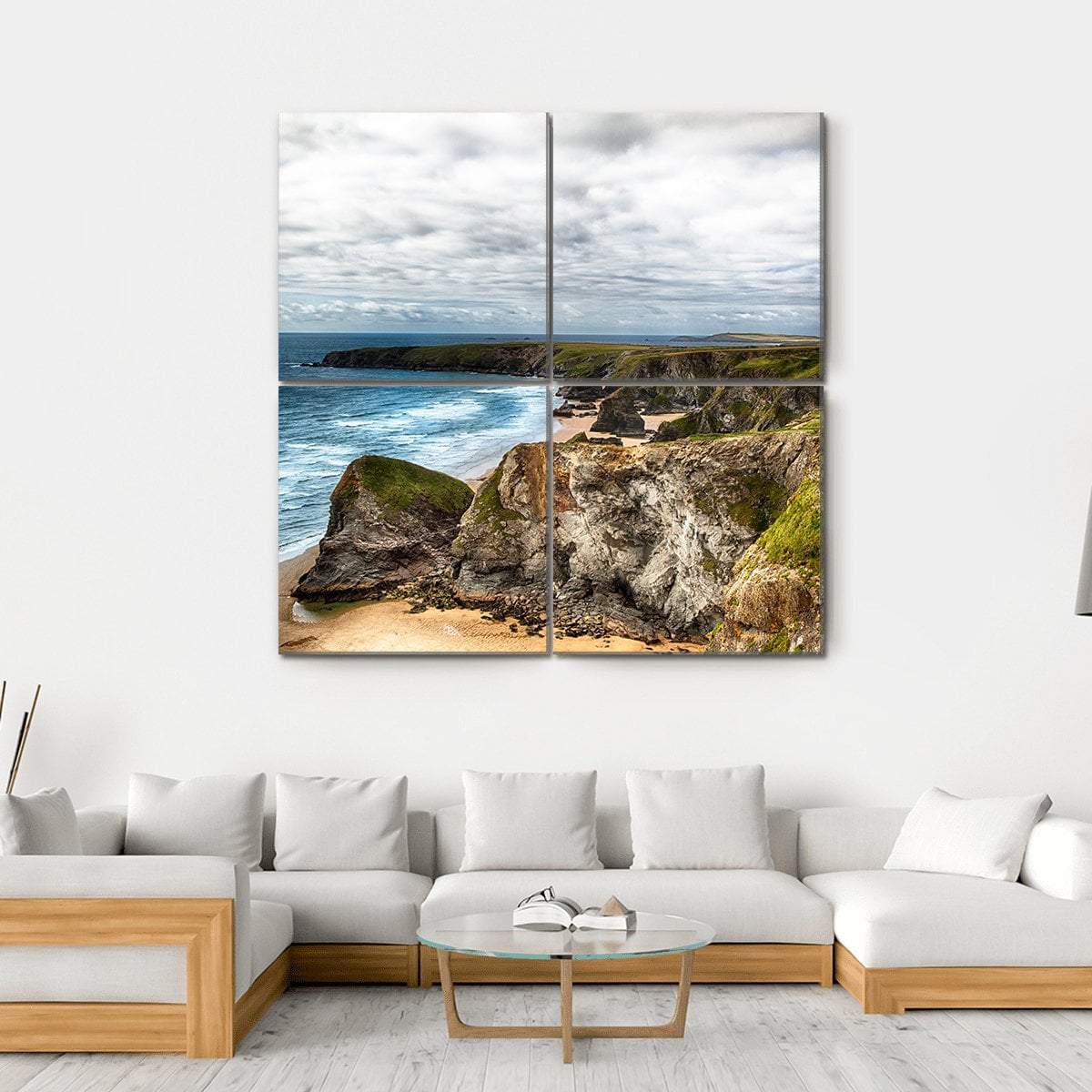 Dramatic Coast Landscape Canvas Wall Art-4 Square-Gallery Wrap-17" x 17"-Tiaracle