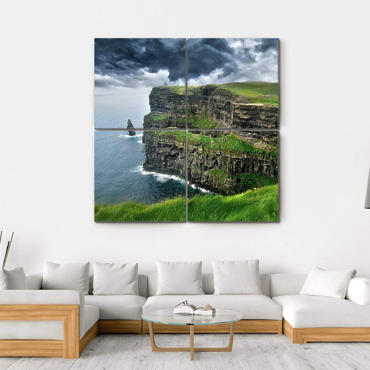 Moher Cliffs Under Clouds Canvas Wall Art-4 Square-Gallery Wrap-17" x 17"-Tiaracle
