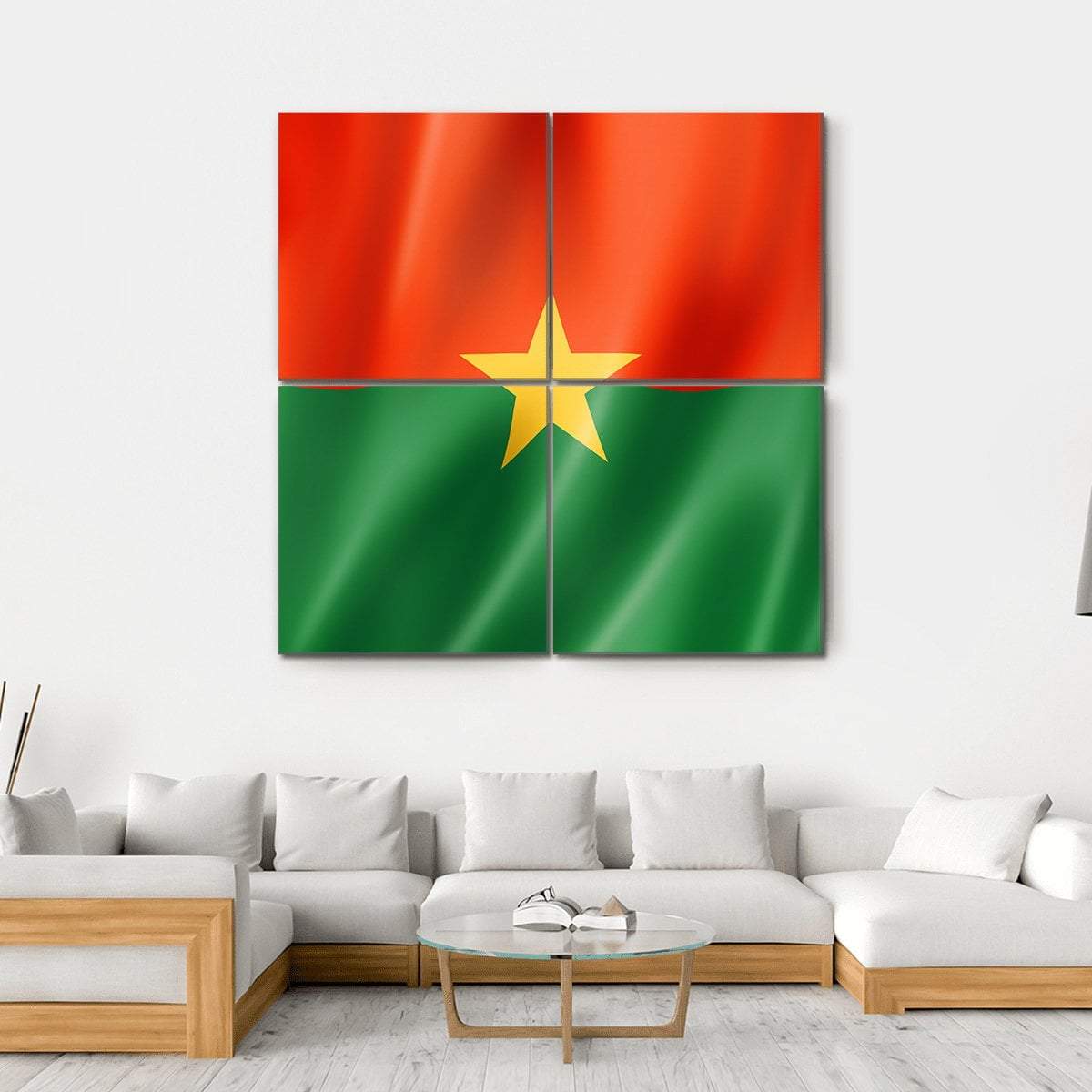 Burkina Faso Flag Canvas Wall Art-4 Square-Gallery Wrap-17" x 17"-Tiaracle