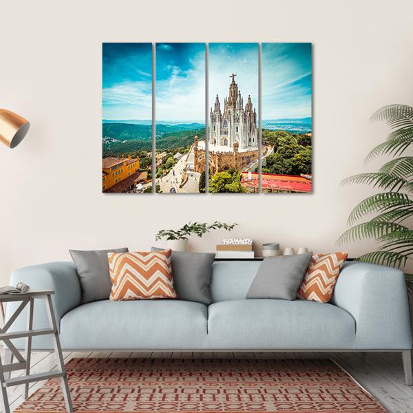 Tibidabo Church In Barcelona Canvas Wall Art-4 Horizontal-Gallery Wrap-34" x 24"-Tiaracle