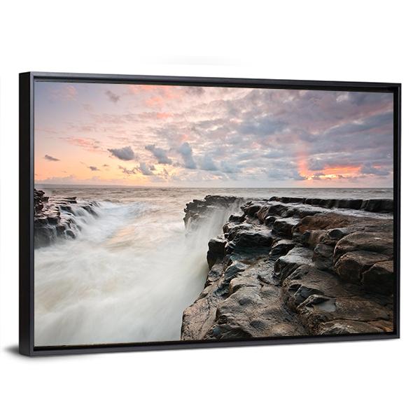 Tide On Monknash Beach Canvas Wall Art-3 Horizontal-Gallery Wrap-25" x 16"-Tiaracle