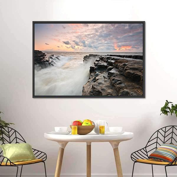 Tide On Monknash Beach Canvas Wall Art-3 Horizontal-Gallery Wrap-25" x 16"-Tiaracle