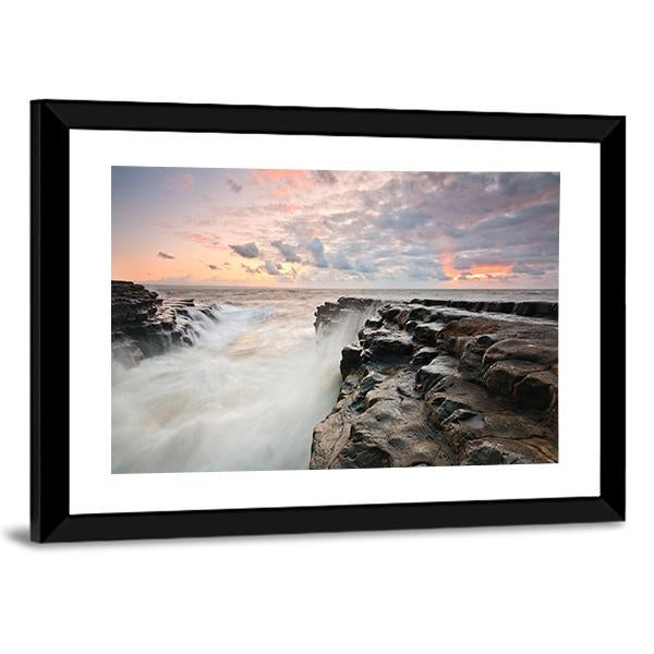 Tide On Monknash Beach Canvas Wall Art-3 Horizontal-Gallery Wrap-25" x 16"-Tiaracle