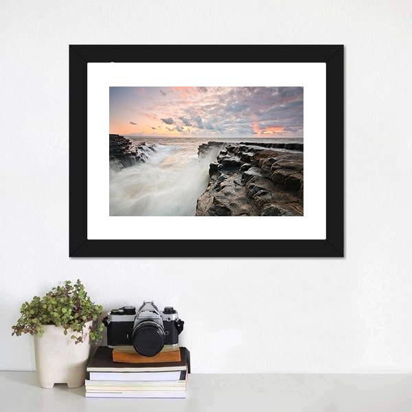 Tide On Monknash Beach Canvas Wall Art-1 Piece-Framed Print-20" x 16"-Tiaracle