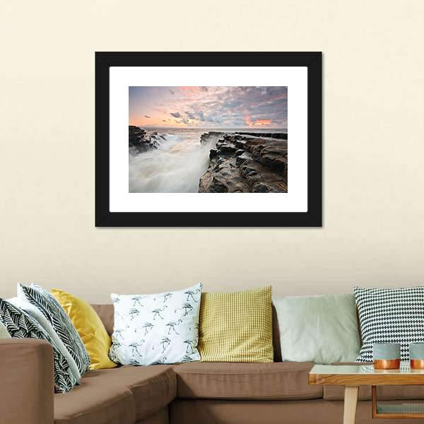 Tide On Monknash Beach Canvas Wall Art-3 Horizontal-Gallery Wrap-25" x 16"-Tiaracle