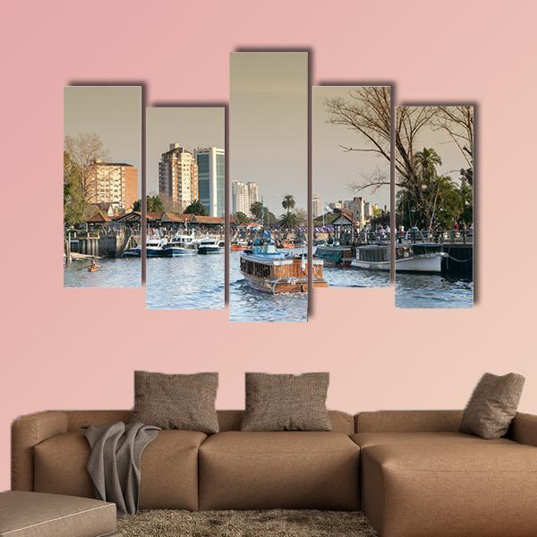 Tigre River Argentina Canvas Wall Art-5 Pop-Gallery Wrap-47" x 32"-Tiaracle