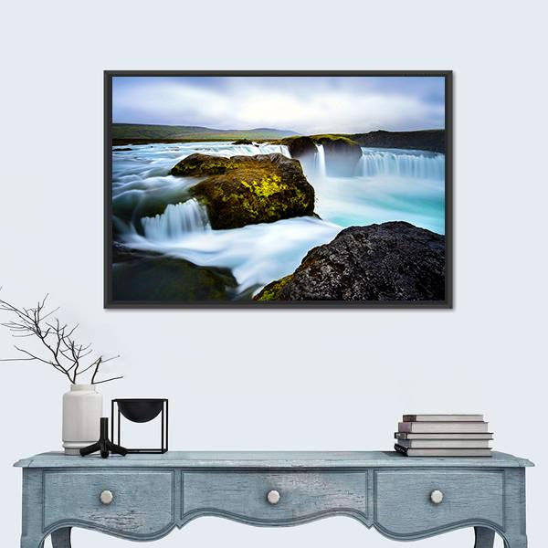 Timelapsed Waterfalls Iceland Canvas Wall Art-5 Horizontal-Gallery Wrap-22" x 12"-Tiaracle