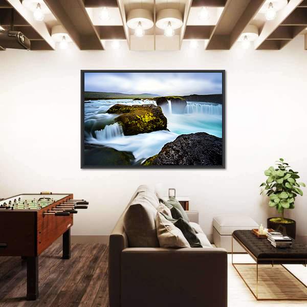Timelapsed Waterfalls Iceland Canvas Wall Art-5 Horizontal-Gallery Wrap-22" x 12"-Tiaracle