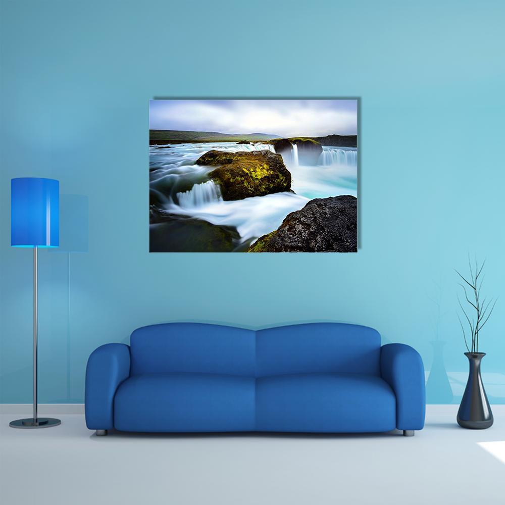 Timelapsed Waterfalls Iceland Canvas Wall Art-1 Piece-Gallery Wrap-36" x 24"-Tiaracle