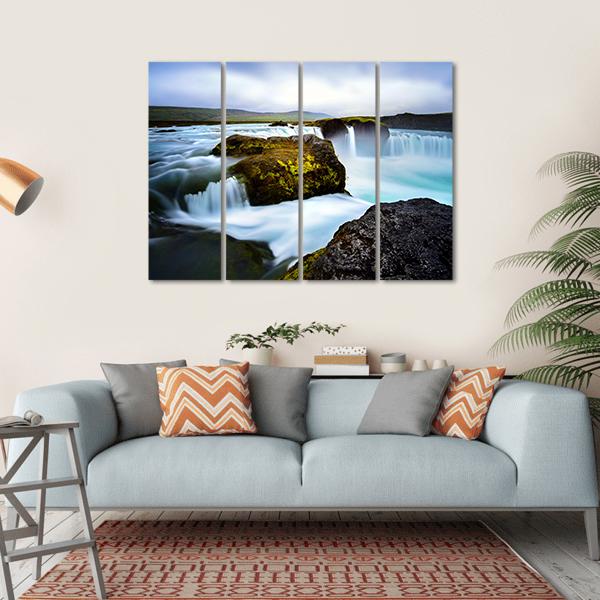 Timelapsed Waterfalls Iceland Canvas Wall Art-4 Horizontal-Gallery Wrap-34" x 24"-Tiaracle