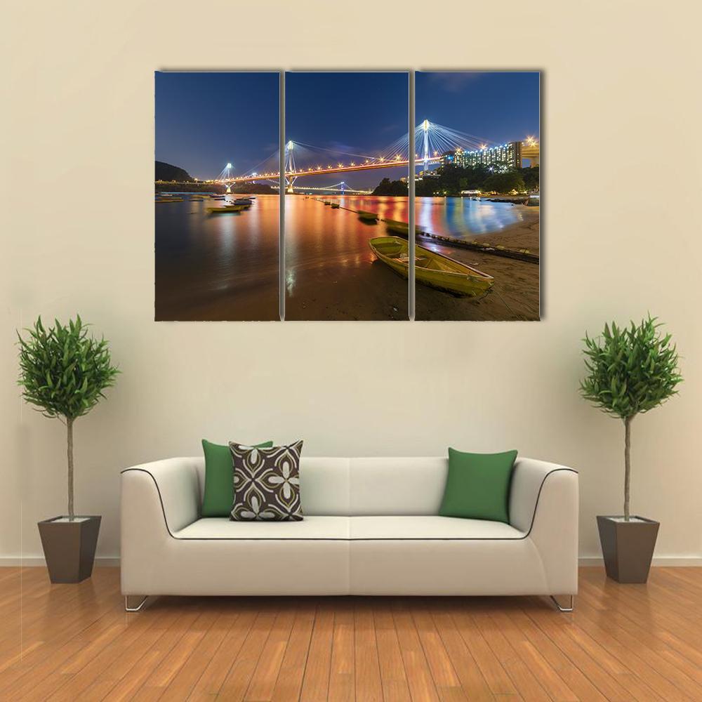 Ting Kau Bridge Canvas Wall Art-3 Horizontal-Gallery Wrap-37" x 24"-Tiaracle