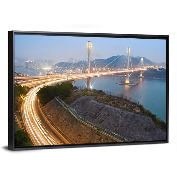 Ting Kau Bridge Hong Kong Canvas Wall Art-3 Horizontal-Gallery Wrap-25" x 16"-Tiaracle