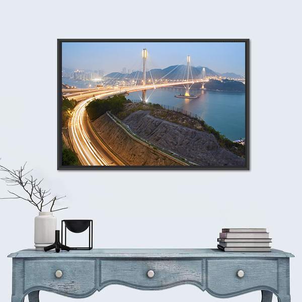 Ting Kau Bridge Hong Kong Canvas Wall Art-3 Horizontal-Gallery Wrap-25" x 16"-Tiaracle