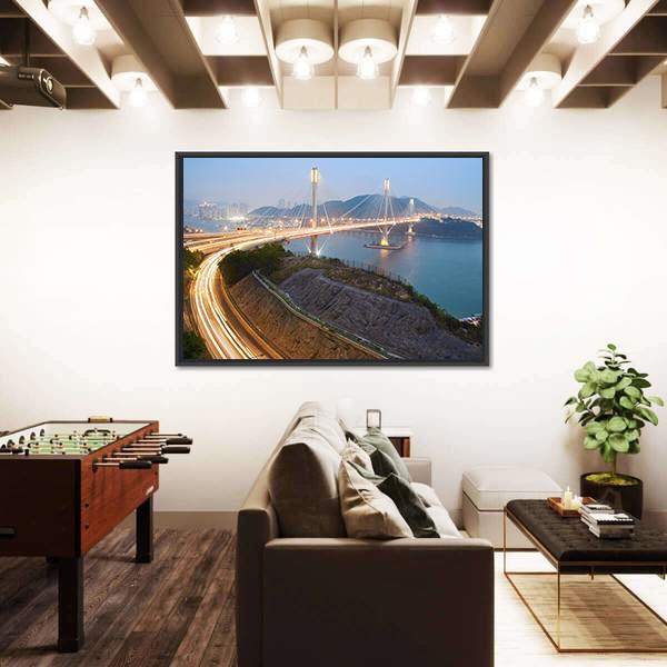 Ting Kau Bridge Hong Kong Canvas Wall Art-3 Horizontal-Gallery Wrap-25" x 16"-Tiaracle
