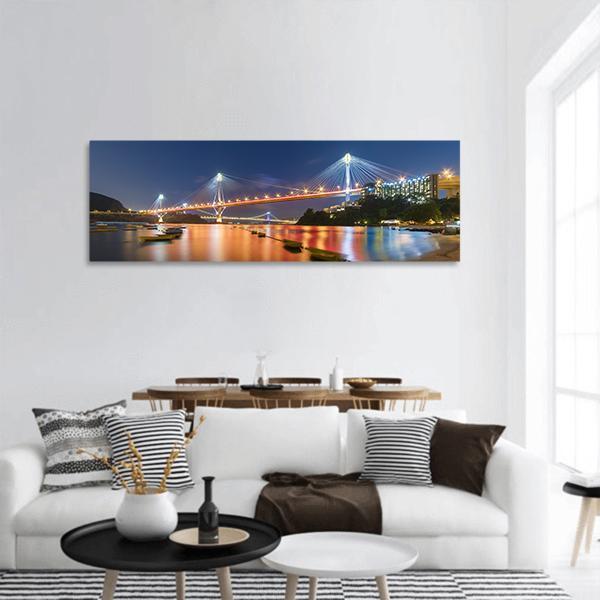 Ting Kau Bridge Panoramic Canvas Wall Art-1 Piece-36" x 12"-Tiaracle