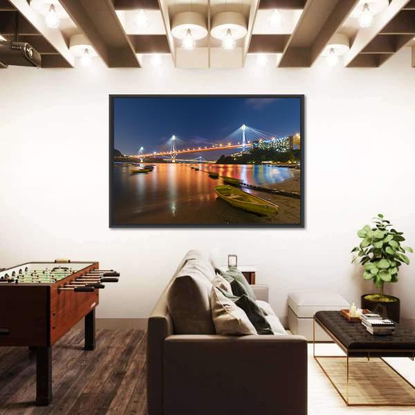 Ting Kau Bridge Panoramic Canvas Wall Art-1 Piece-36" x 12"-Tiaracle