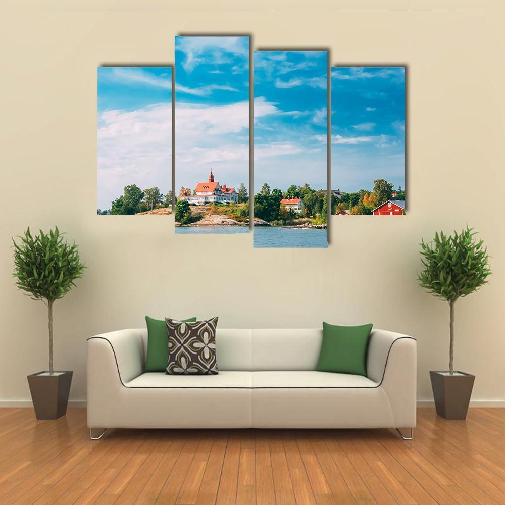 Rocky Island Near Helsinki Canvas Wall Art-4 Pop-Gallery Wrap-50" x 32"-Tiaracle