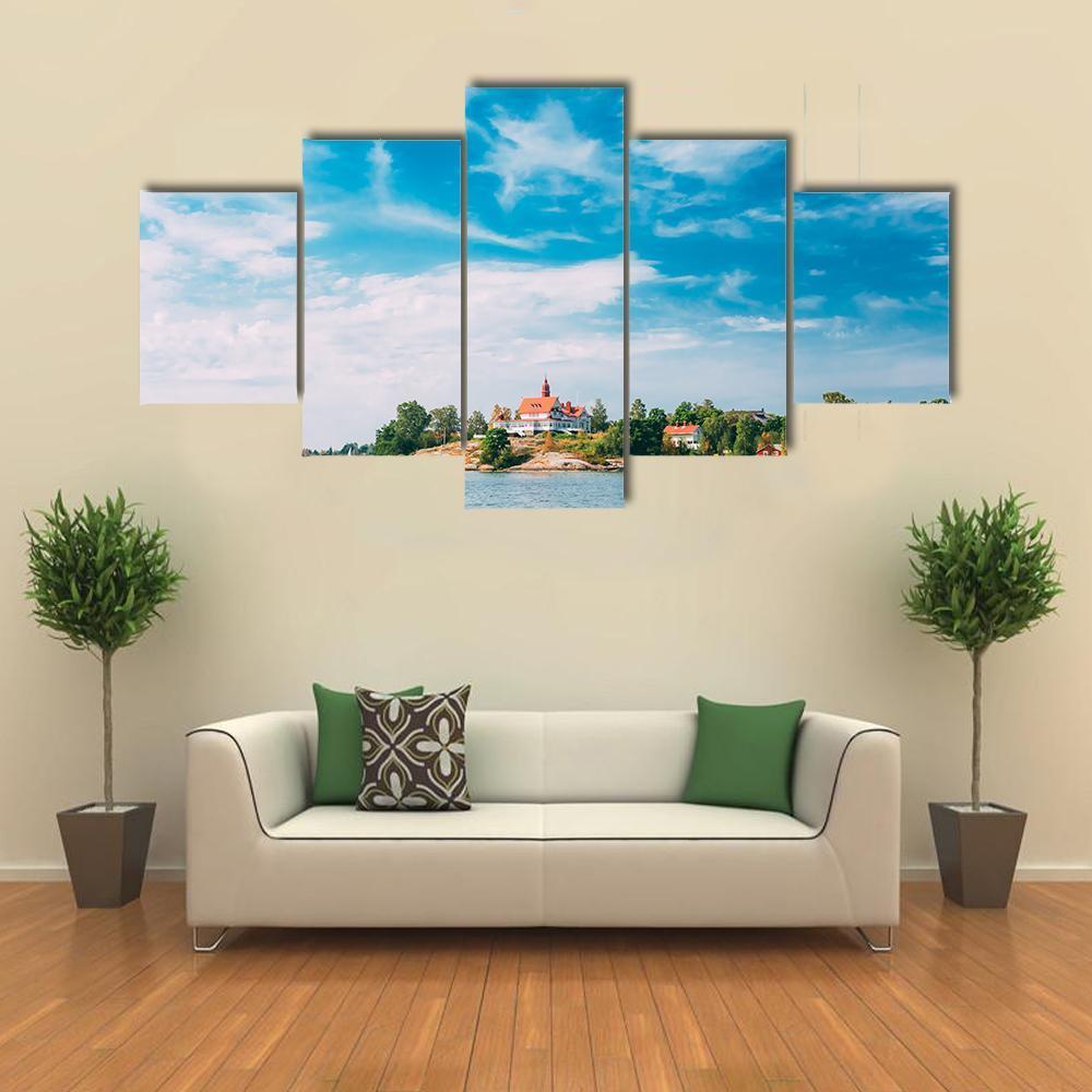 Rocky Island Near Helsinki Canvas Wall Art-5 Star-Gallery Wrap-62" x 32"-Tiaracle