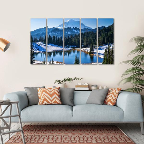 Tipsoo Lake In Winter Canvas Wall Art-5 Horizontal-Gallery Wrap-22" x 12"-Tiaracle