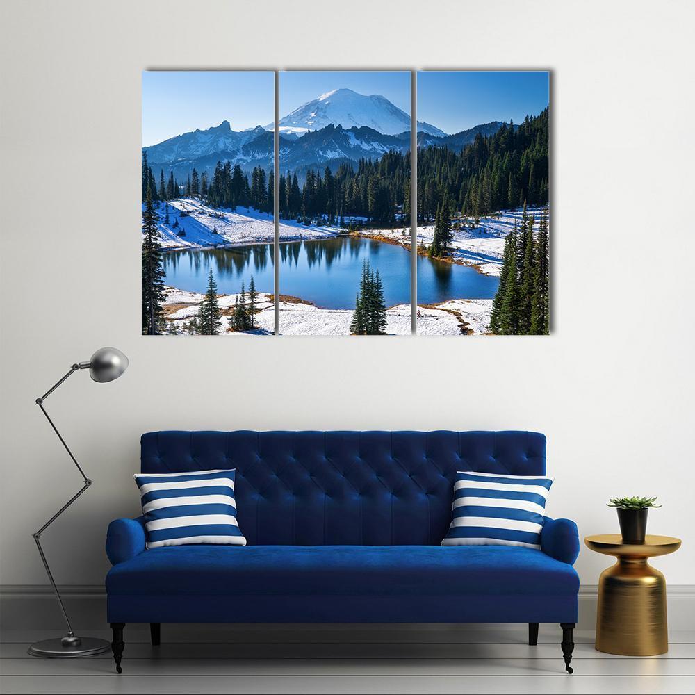 Tipsoo Lake In Winter Canvas Wall Art-3 Horizontal-Gallery Wrap-37" x 24"-Tiaracle