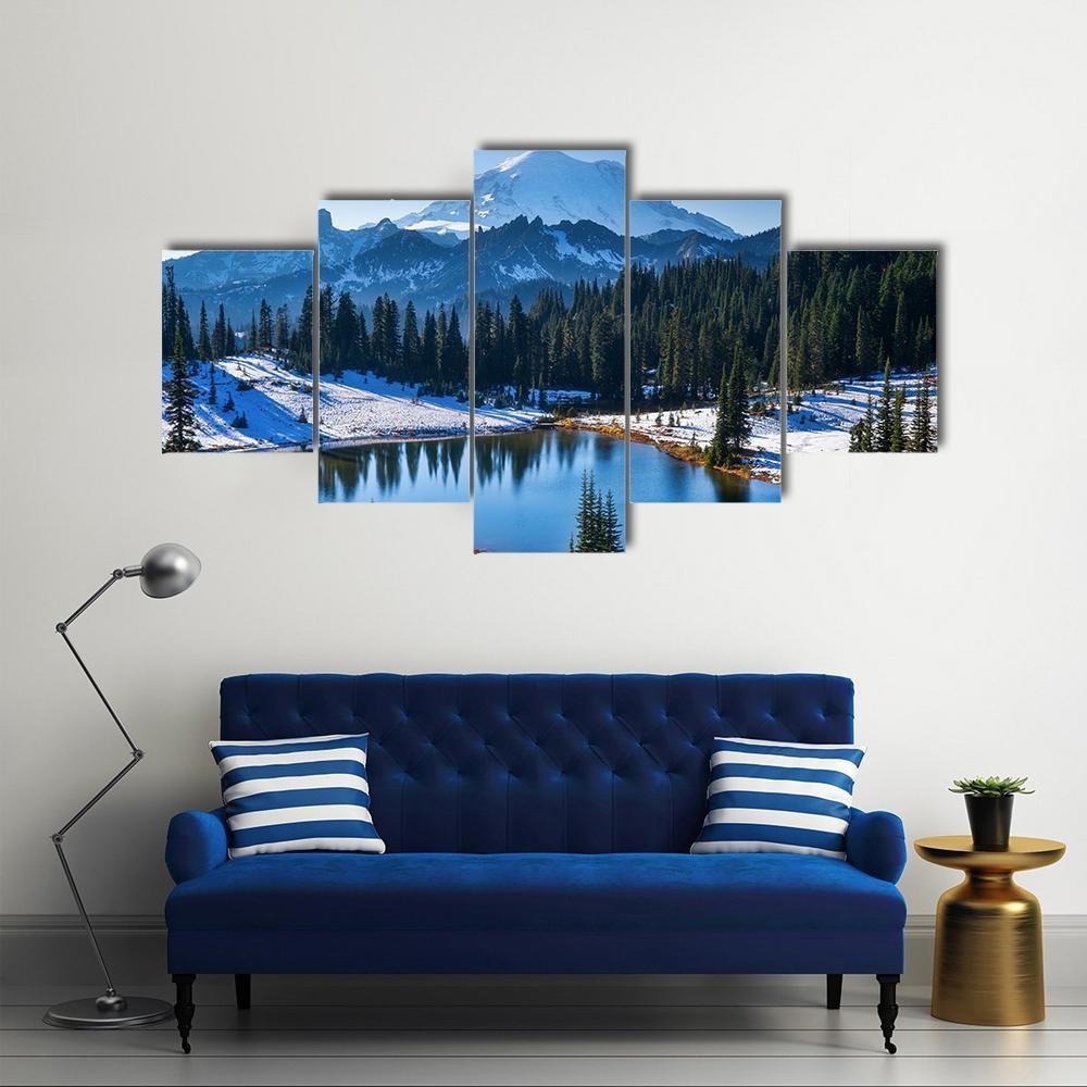 Tipsoo Lake In Winter Canvas Wall Art-3 Horizontal-Gallery Wrap-37" x 24"-Tiaracle