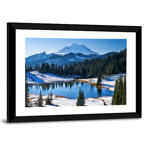 Tipsoo Lake In Winter Panoramic Canvas Wall Art-1 Piece-36" x 12"-Tiaracle