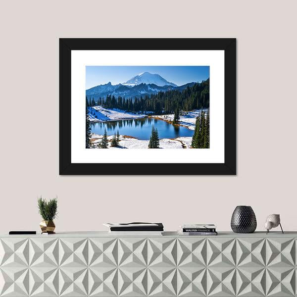 Tipsoo Lake In Winter Panoramic Canvas Wall Art-1 Piece-36" x 12"-Tiaracle