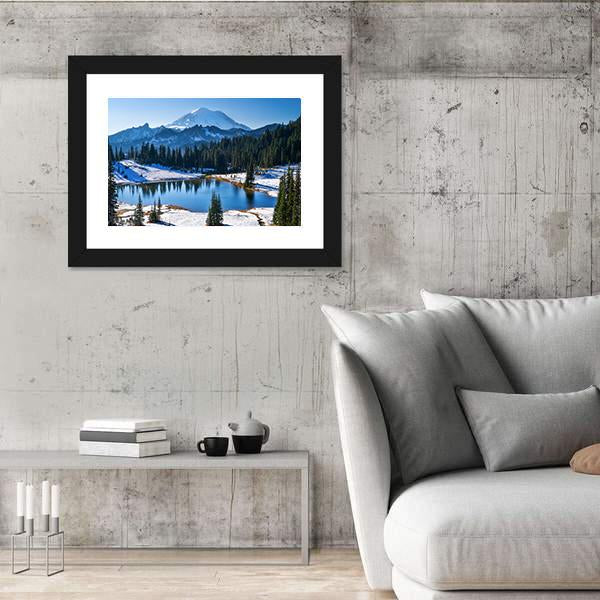 Tipsoo Lake In Winter Panoramic Canvas Wall Art-1 Piece-36" x 12"-Tiaracle