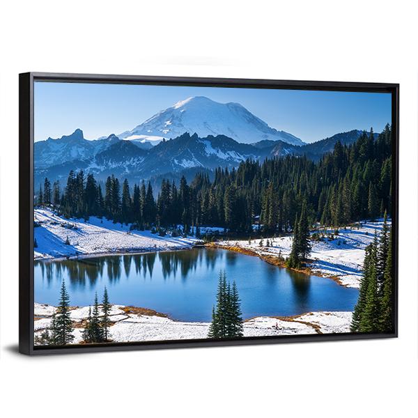 Tipsoo Lake In Winter Panoramic Canvas Wall Art-1 Piece-36" x 12"-Tiaracle