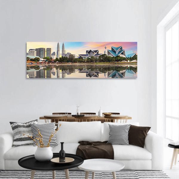 Malaysia Skyline Panoramic Canvas Wall Art-1 Piece-36" x 12"-Tiaracle