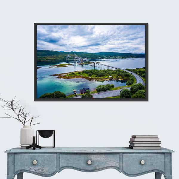 Tjeldsundbrua Bridge Norway Canvas Wall Art-3 Horizontal-Gallery Wrap-25" x 16"-Tiaracle
