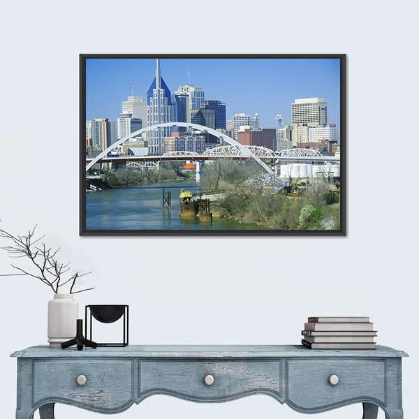 TN Skyline Canvas Wall Art-1 Piece-Floating Frame-24" x 16"-Tiaracle