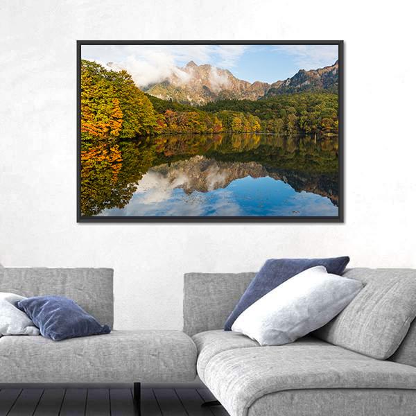 Togakushi's Lake Canvas Wall Art-1 Piece-Floating Frame-24" x 16"-Tiaracle